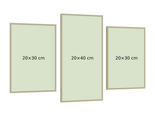 Maqueta sin fondo en perspectiva izquierda. 20×30 cm / 20×40 cm / 20×30 cm